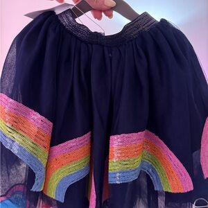 Lola + The Boys Black Skirt with Rainbow Sequin Accents